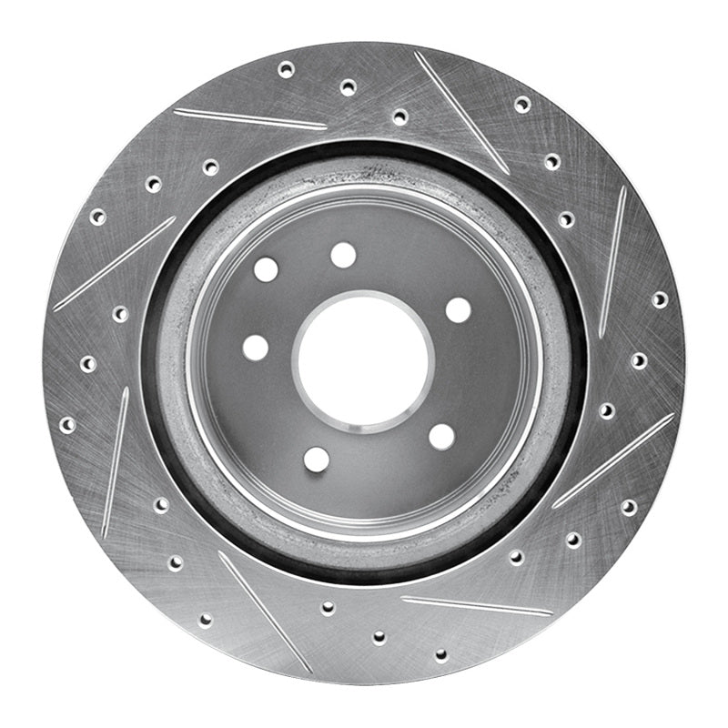 R1 Concepts R1 03-08 Infiniti G35 Rear Left Drilled & Slotted Silver Brake Rotor