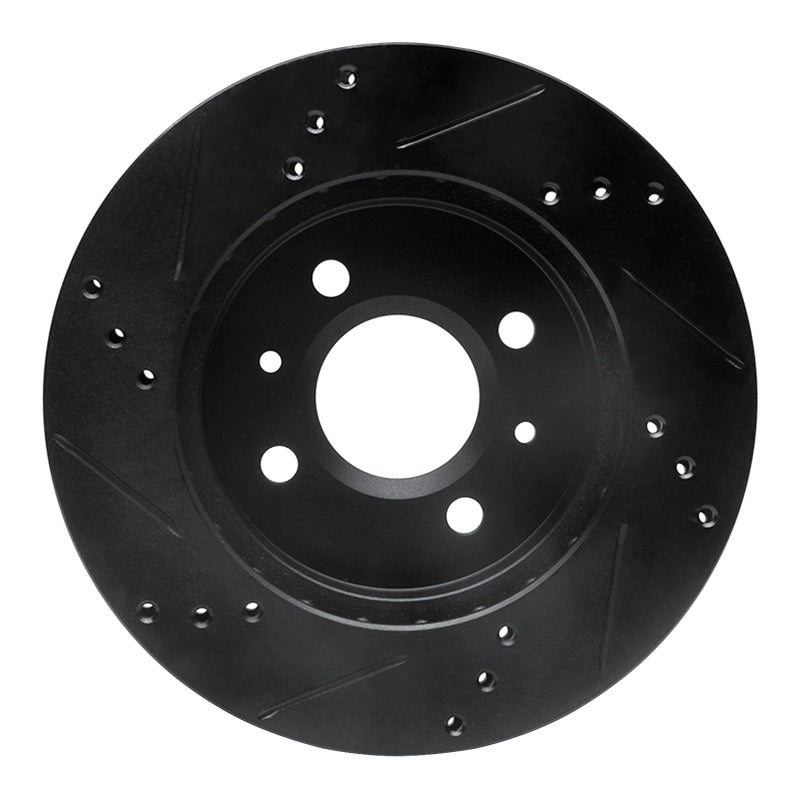 R1 Concepts R1 91-02 Saturn SW1 Front Right Drilled & Slotted Black Brake Rotor