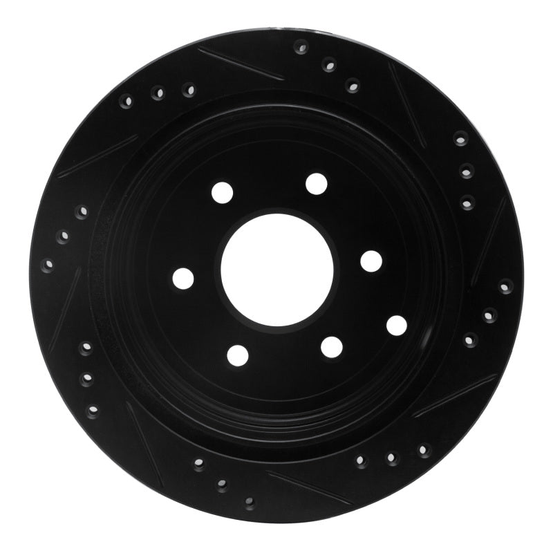 R1 Concepts R1 05-25 Nissan Frontier Rear Left Drilled & Slotted Black Brake Rotor