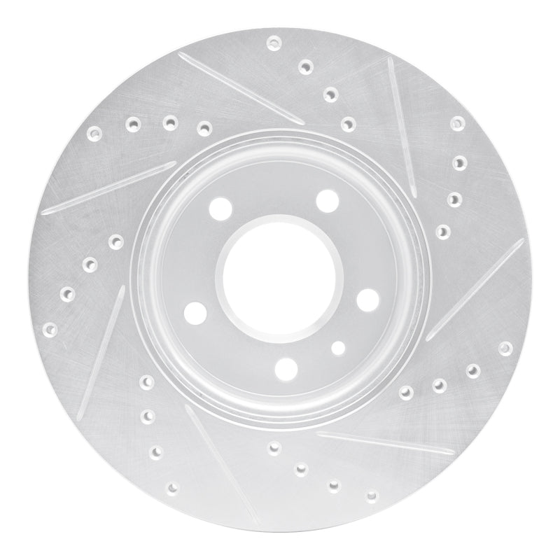 R1 Concepts R1 13-25 Cadillac ATS Front Left Drilled & Slotted Silver Brake Rotor