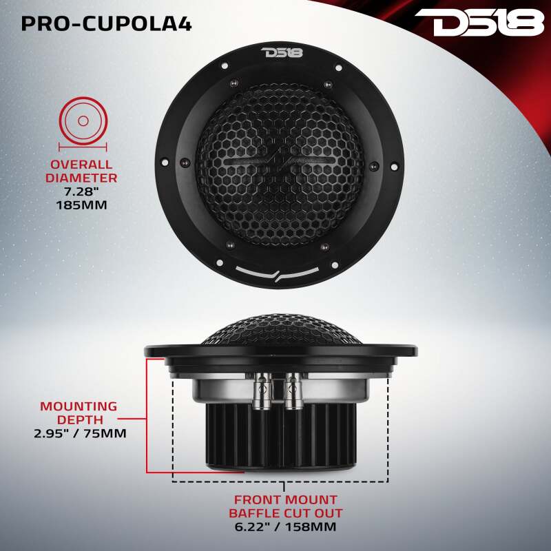 DS18 7in 400 Watts RMS 4 ohm Neodymium Mid-Range Tuned Closed-End Chamber Loudspeakers
