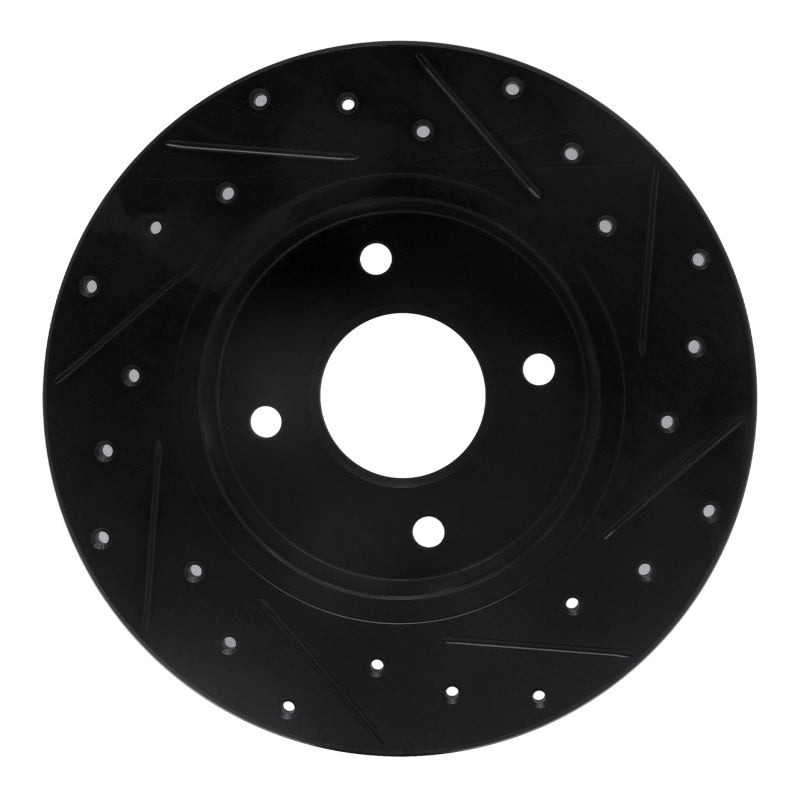 R1 Concepts R1 04-06 Nissan Sentra Rear Left Drilled & Slotted Black Brake Rotor