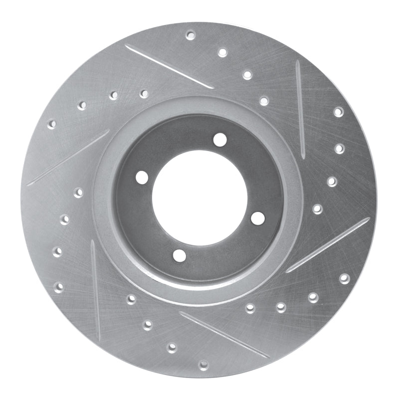 R1 Concepts R1 69-89 Peugeot 504 Front Left Drilled & Slotted Silver Brake Rotor