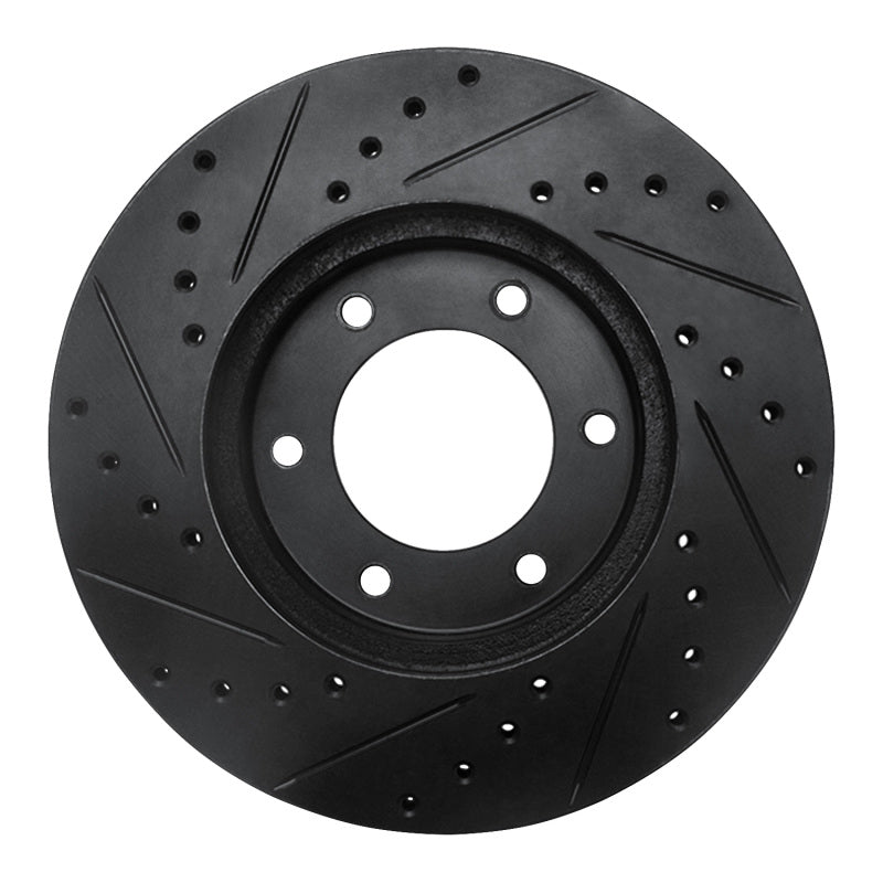 R1 Concepts R1 93-98 Toyota T100 Front Right Drilled & Slotted Black Brake Rotor