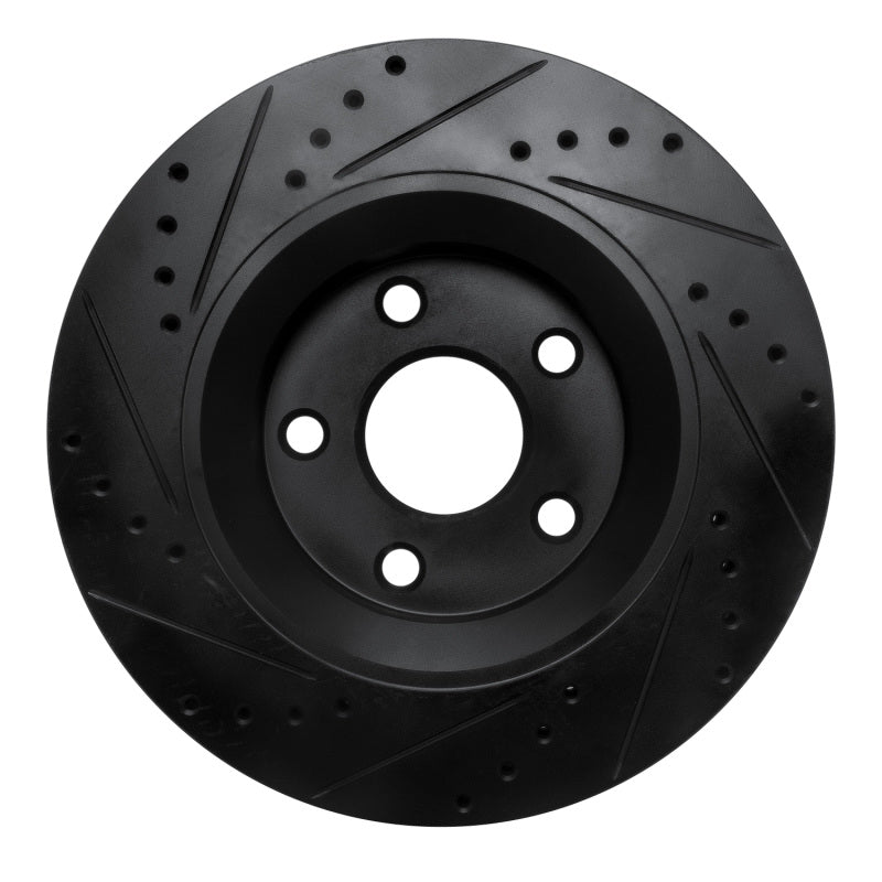R1 Concepts R1 12-18 Jeep Wrangler Front Right Drilled & Slotted Black Brake Rotor