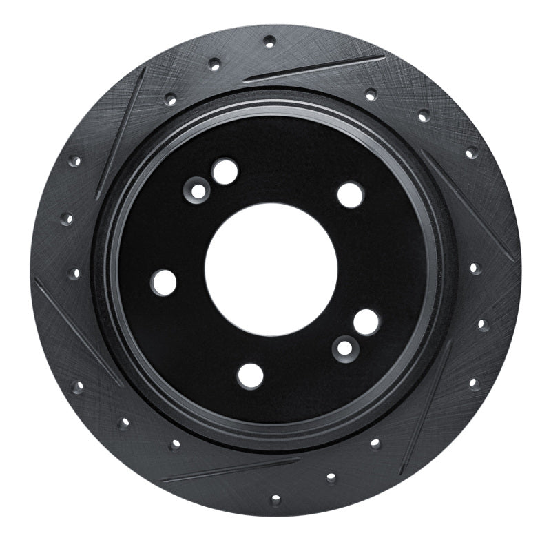 R1 Concepts R1 18-25 Hyundai Kona Rear Left Drilled & Slotted Black Brake Rotor