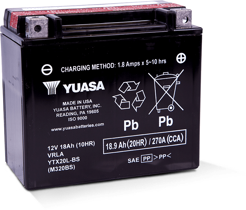 Yuasa Battery Yuasa YTX20L-BS Maintenance Free AGM 12-Volt Battery w/Bottle