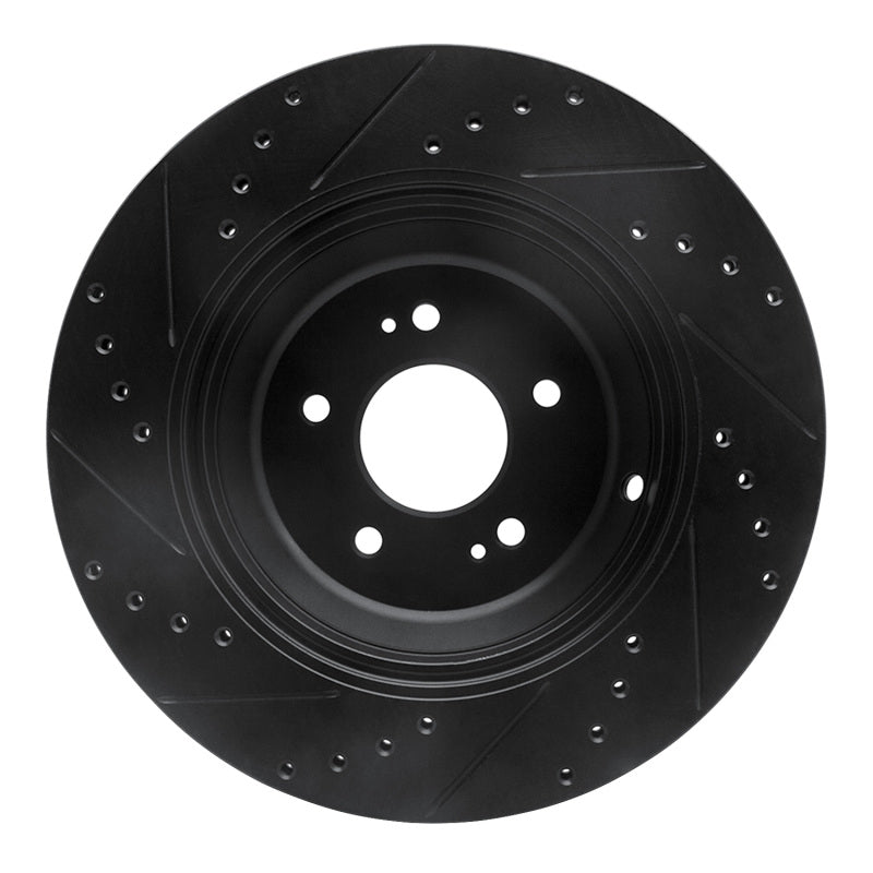 R1 Concepts R1 17-19 Genesis G90 Rear Right Drilled & Slotted Black Brake Rotor