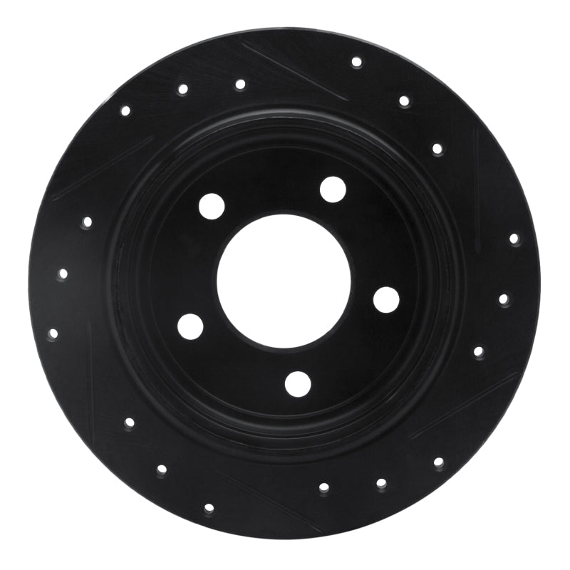 R1 Concepts R1 93-04 Chrysler 300M Rear Left Drilled & Slotted Black Brake Rotor