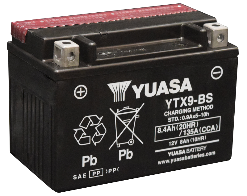 Yuasa Battery Yuasa YTX9-BS Maintenance Free AGM 12-Volt Battery w/Bottle