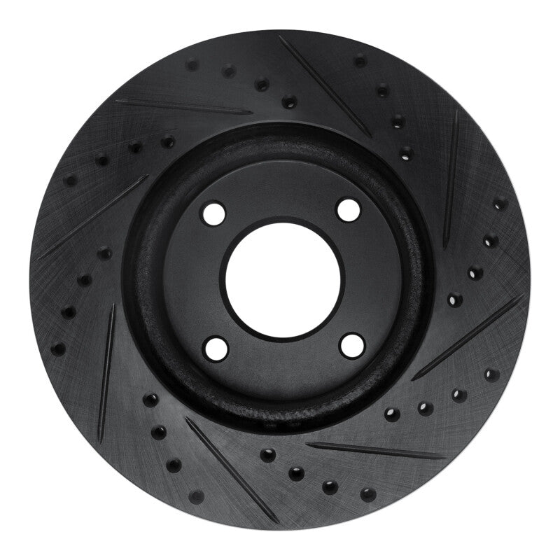 R1 Concepts R1 07-14 Nissan Sentra Front Left Drilled & Slotted Black Brake Rotor