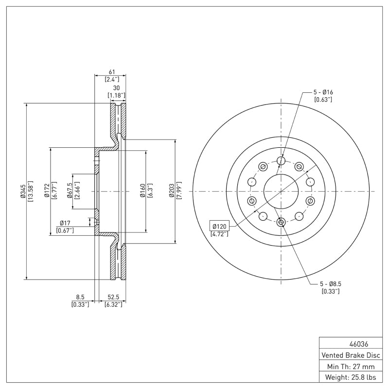 DFC 14-25 Cadillac CTS Front GeoSPEC Coated Rotor
