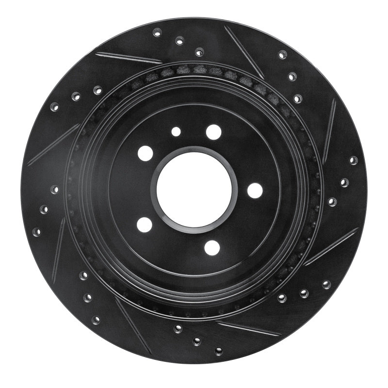 R1 Concepts R1 13-19 Cadillac ATS Rear Left Drilled & Slotted Black Brake Rotor
