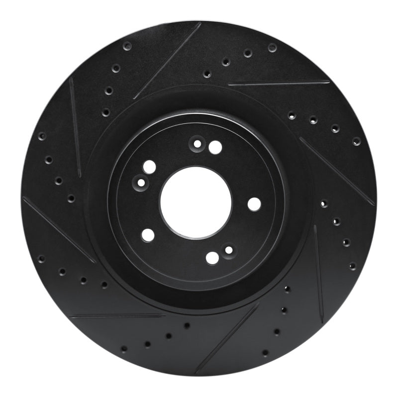 R1 Concepts R1 18-20 Genesis G80 Front Left Drilled & Slotted Black Brake Rotor