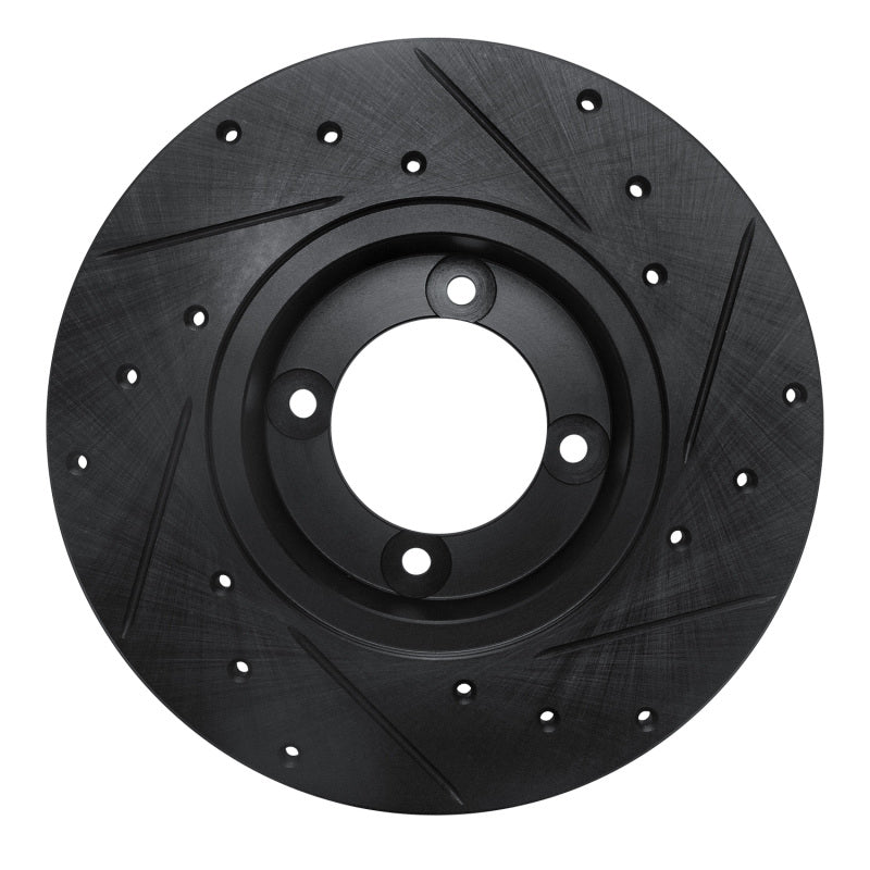 R1 Concepts R1 70-73 Nissan 240Z Front Left Drilled & Slotted Black Brake Rotor