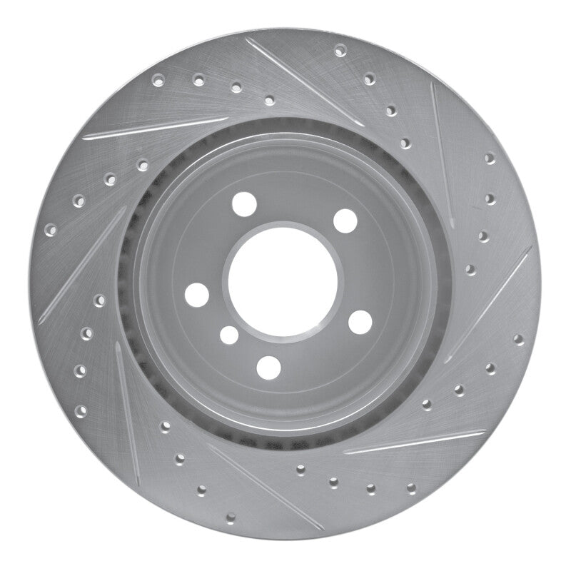 R1 Concepts R1 11-16 BMW 528I xDrive Rear Left Drilled & Slotted Silver Brake Rotor