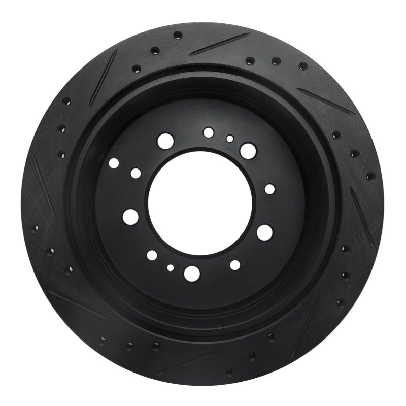 R1 Concepts R1 98-07 Lexus LX470 Rear Right Drilled & Slotted Black Brake Rotor