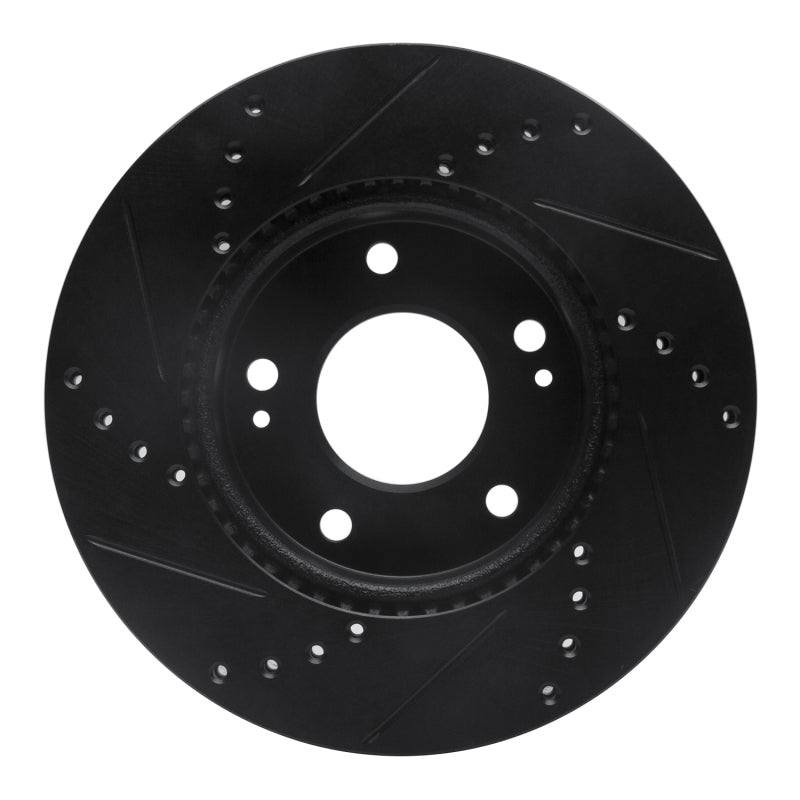 R1 Concepts R1 10-11 Kia Soul Front Right Drilled & Slotted Black Brake Rotor