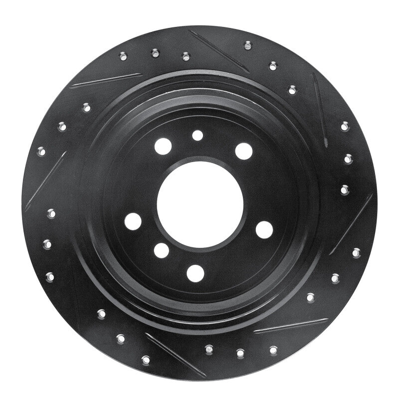 R1 Concepts R1 81-86 BMW 735I Rear Left Drilled & Slotted Black Brake Rotor