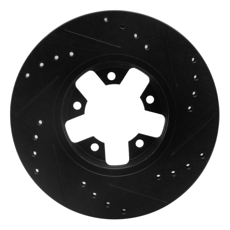 R1 Concepts R1 1984-1989 Nissan 200SX Front Left Drilled & Slotted Black Brake Rotor