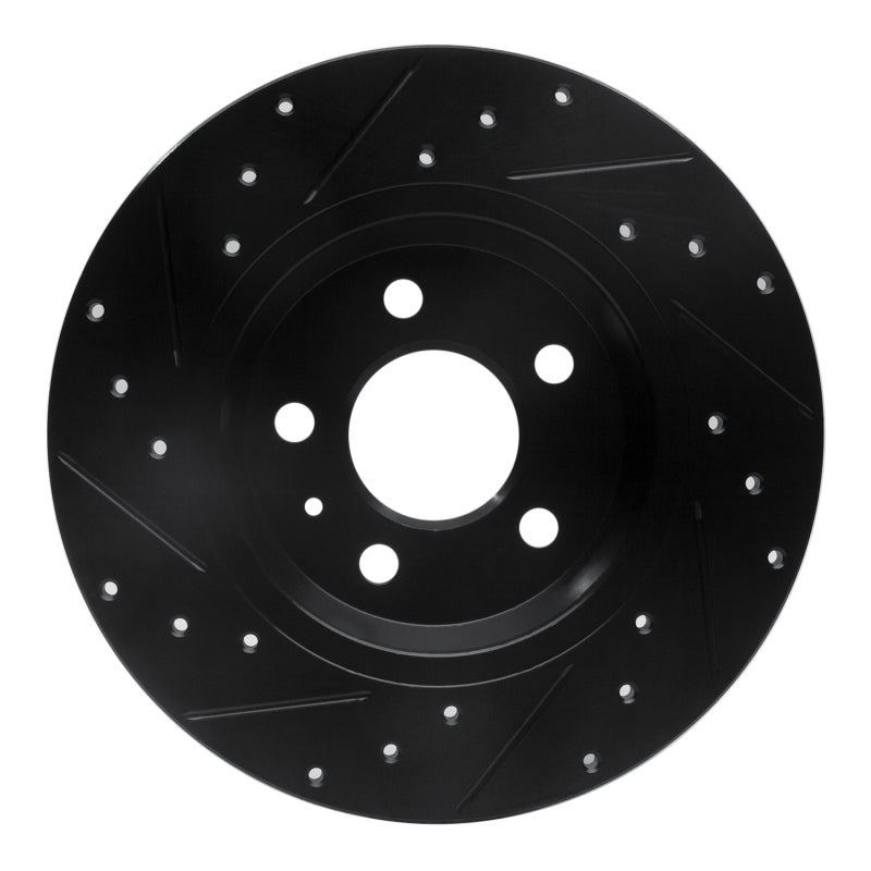 R1 Concepts R1 09-25 Audi A4 Rear Right Drilled & Slotted Black Brake Rotor