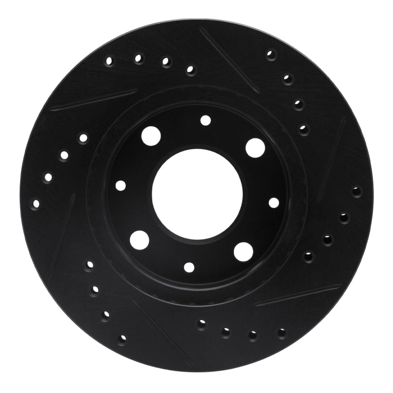 R1 Concepts R1 84-06 Honda Civic Hatchback Front Left Drilled & Slotted Black Brake Rotor