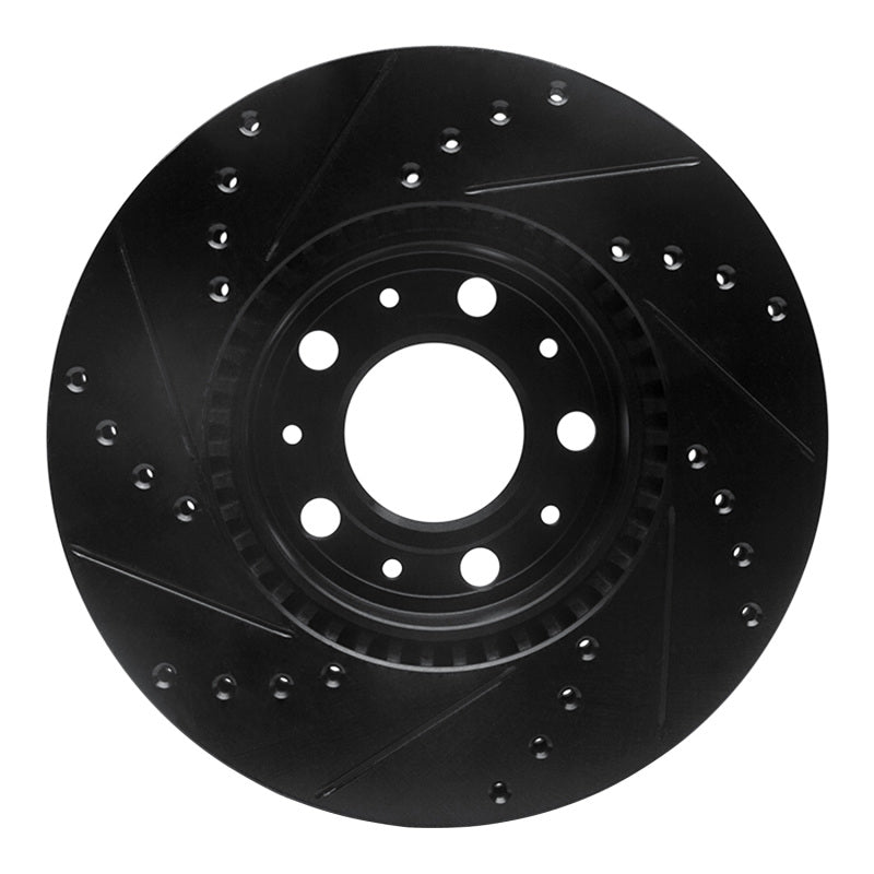 R1 Concepts R1 95-04 Volvo S90 Front Right Drilled & Slotted Black Brake Rotor