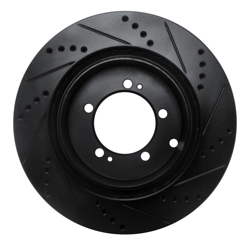 R1 Concepts R1 03-06 Mitsubishi Lancer Rear Left Drilled & Slotted Black Brake Rotor