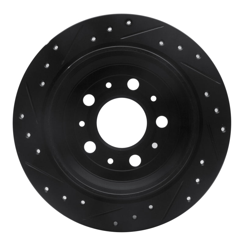 R1 Concepts R1 98-00 Volvo S70 Rear Right Drilled & Slotted Black Brake Rotor