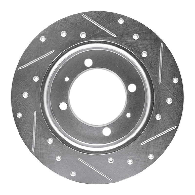 R1 Concepts R1 88-93 Dodge COLT Rear Left Drilled & Slotted Silver Brake Rotor