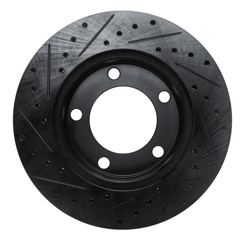 R1 Concepts R1 94-96 Ford F-150 4WD Front Right Drilled & Slotted Black Brake Rotor