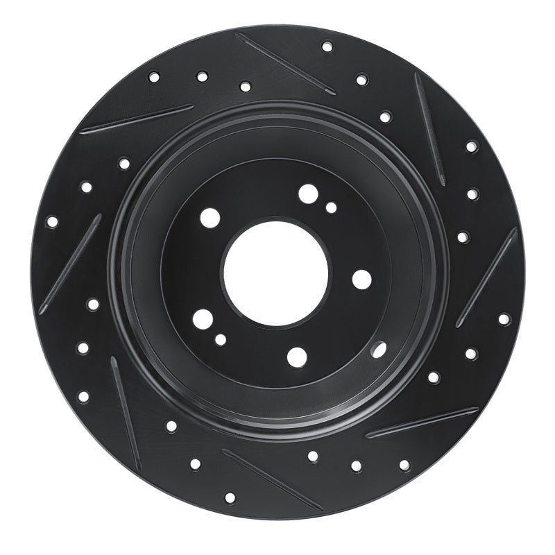 R1 Concepts R1 15-20 Kia Sorento Rear Left Drilled & Slotted Black Brake Rotor