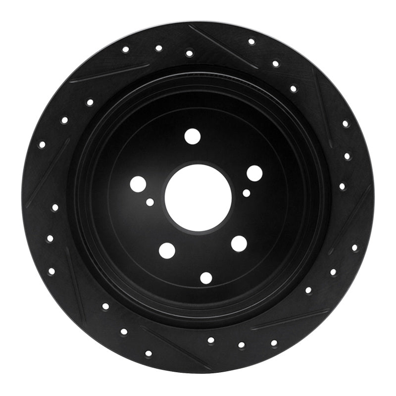 R1 Concepts R1 10-20 Lexus RX450h Rear Left Drilled & Slotted Black Brake Rotor