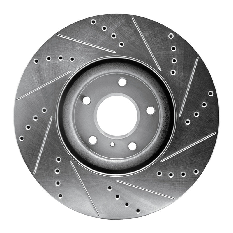 R1 Concepts R1 07-15 Infiniti G35 Front Left Drilled & Slotted Silver Brake Rotor