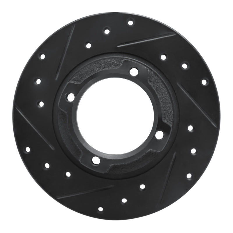 R1 Concepts R1 85-91 Subaru GL-10 Rear Left Drilled & Slotted Black Brake Rotor