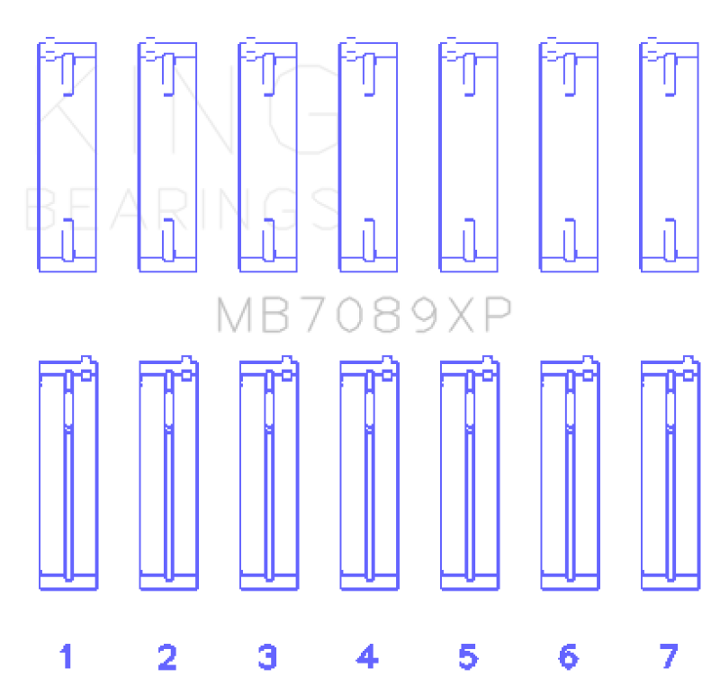 King Engine Bearings Volkswagen VR6 2.8L Performance Main Bearing Set .25 Oversize - 7 Pairs