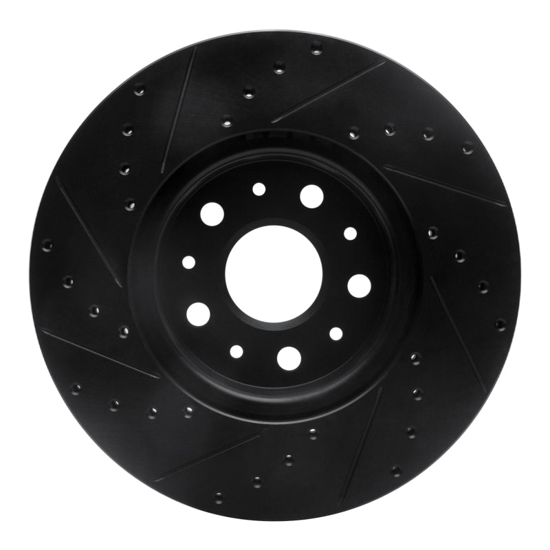 R1 Concepts R1 14-20 Cadillac CT6 Front Right Drilled & Slotted Black Brake Rotor