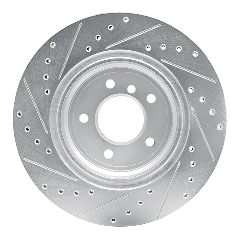 R1 Concepts R1 95-03 BMW 750IL Rear Right Drilled & Slotted Silver Brake Rotor