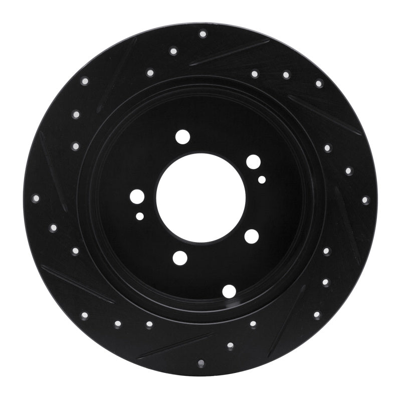 R1 Concepts R1 07-15 Mitsubishi Lancer Rear Right Drilled & Slotted Black Brake Rotor