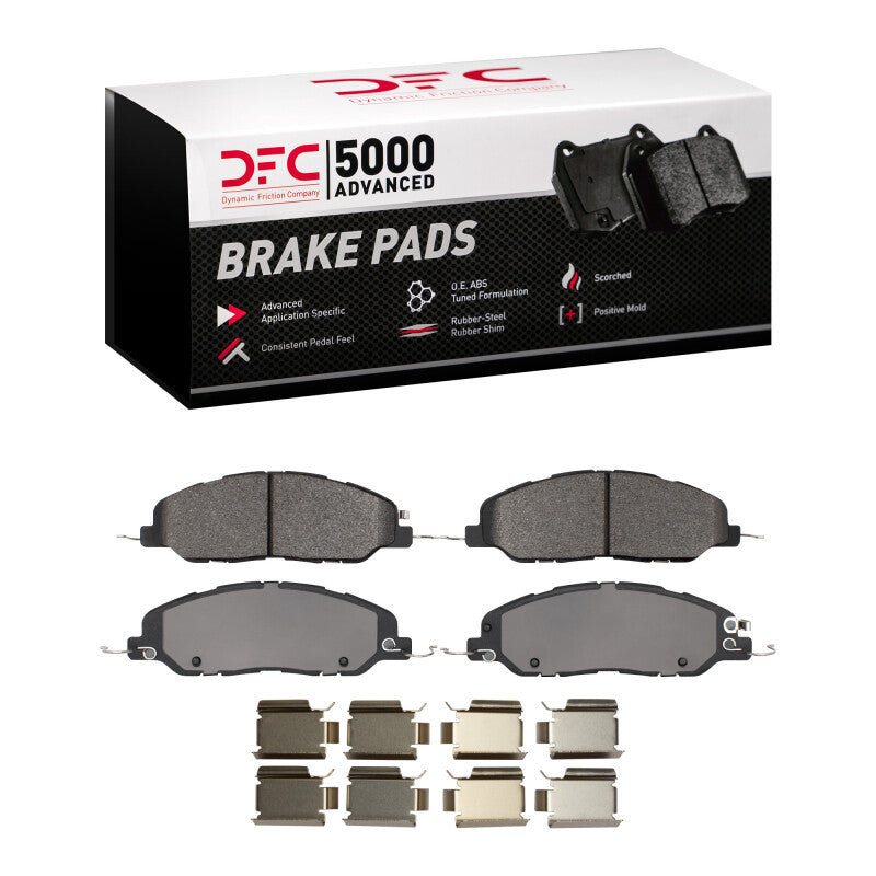 DFC 07-14 Ford Mustang Front 5000 Advanced Low Metallic Brake Pads and Hardware Kit