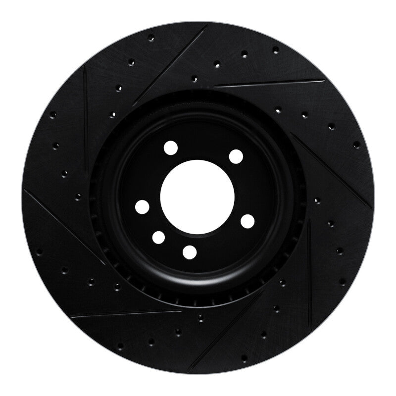 R1 Concepts R1 18-24 Land Rover Range Rover Front Right Drilled & Slotted Black Brake Rotor