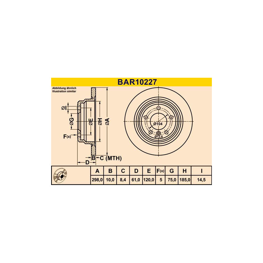 Barum Bar10227 Brake Disc for BMW 5 Saloon (E39)