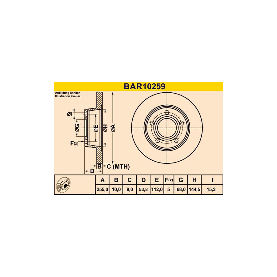 Barum Bar10259 Brake Disc for Audi A6