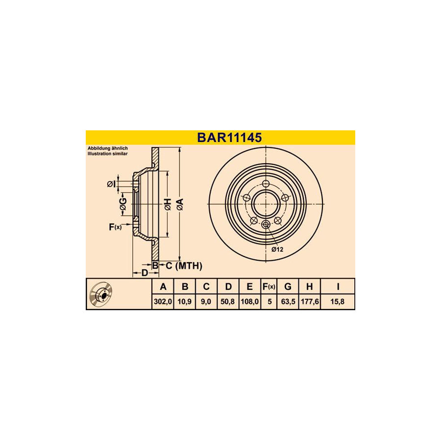 Barum Bar11145 Brake Disc