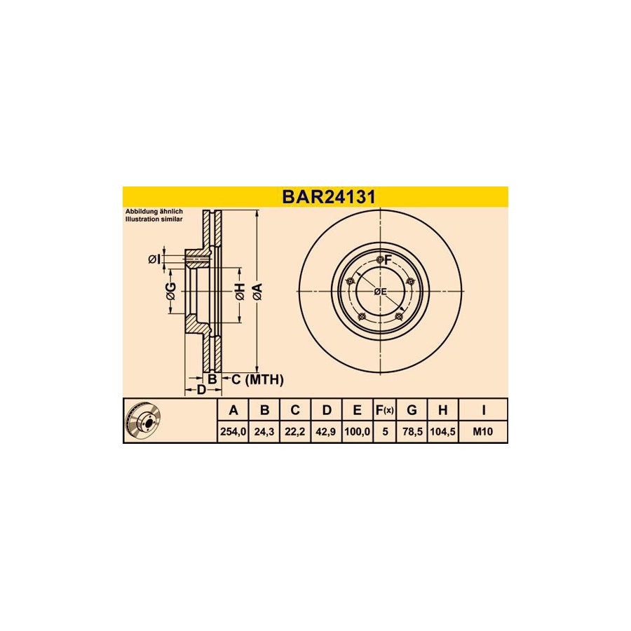 Barum Bar24131 Brake Disc for Ford Transit