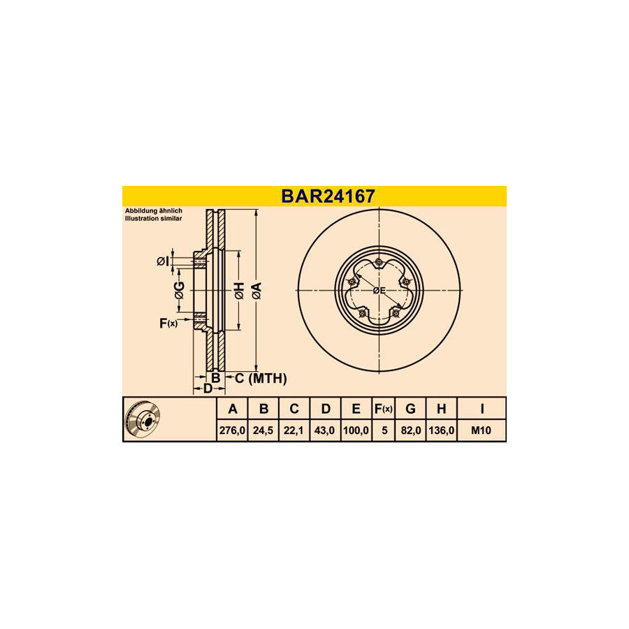 Barum Bar24167 Brake Disc for Ford Transit