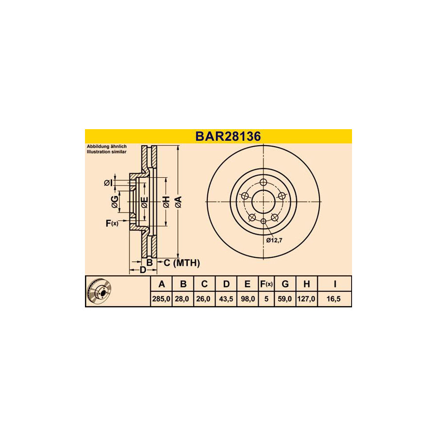 Barum Bar28136 Brake Disc