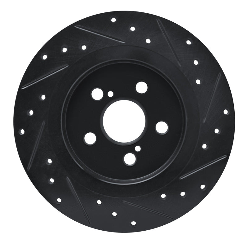 R1 Concepts R1 11-17 Lexus CT200H Rear Left Drilled & Slotted Black Brake Rotor