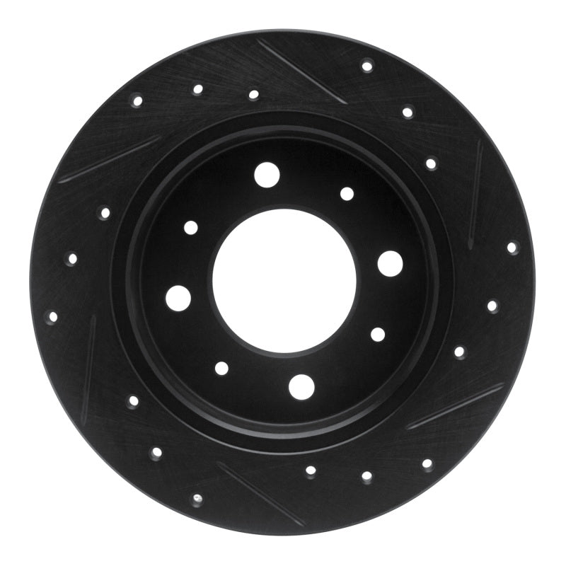 R1 Concepts R1 04-09 Kia Spectra Rear Left Drilled & Slotted Black Brake Rotor