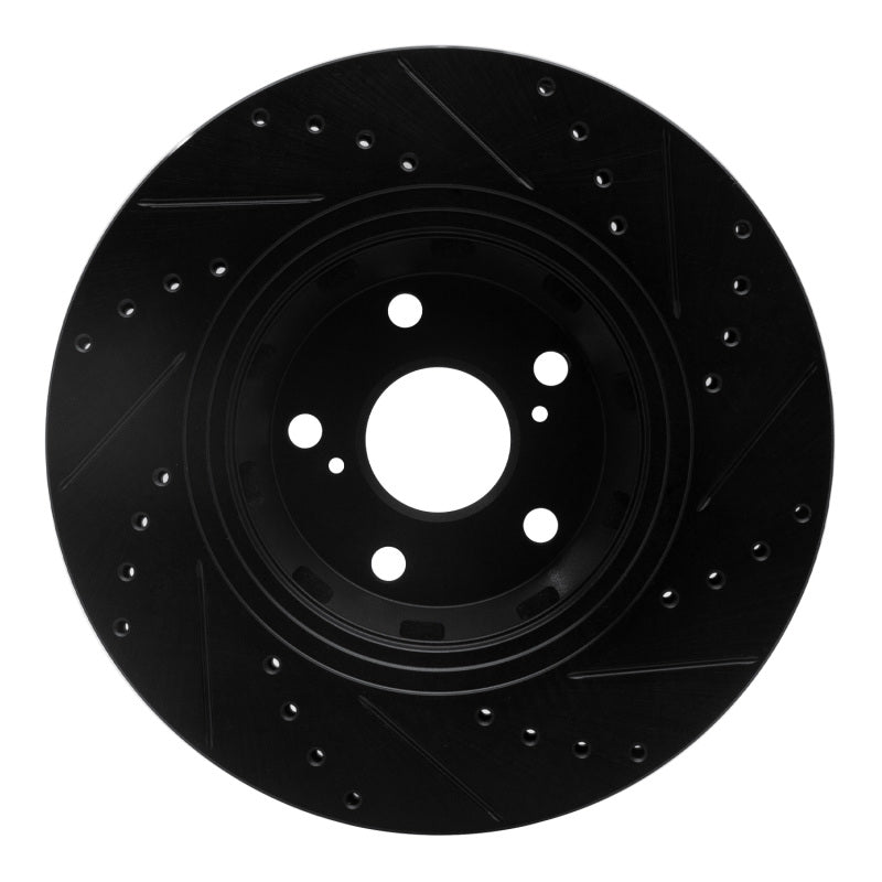 R1 Concepts R1 09-15 Toyota Venza Front Left Drilled & Slotted Black Brake Rotor